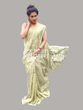 Sage Green Gold Resham Cotton Jamdani Saree - Shaola