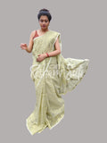 Sage Green Gold Resham Cotton Jamdani Saree - Shaola